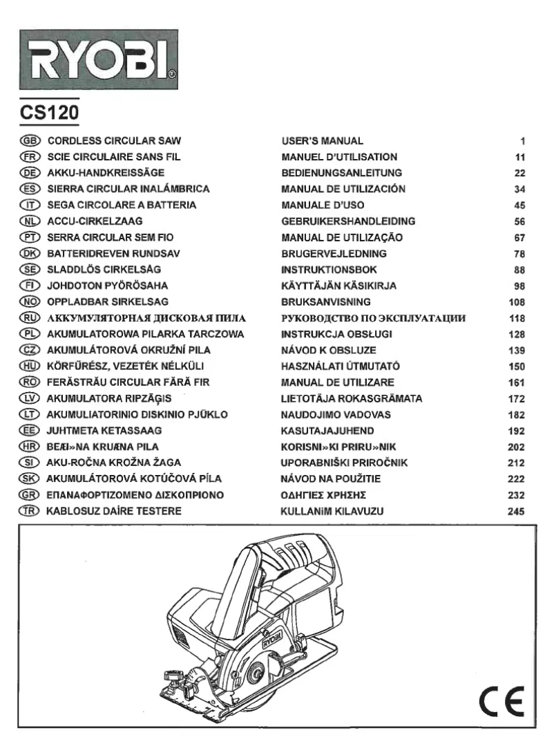 Page 1 of the manual User Manual RYOBI CS120