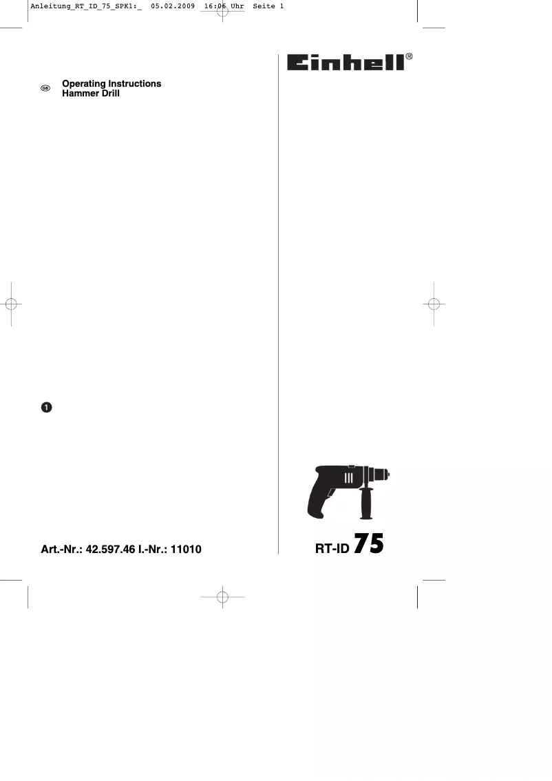 First page image of the manual for RT-ID 75