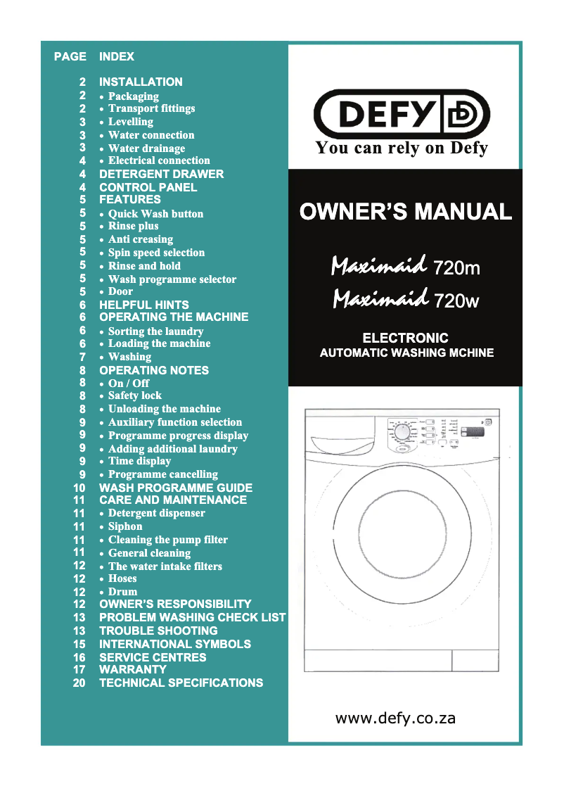 Page 1 of the manual User Manual Defy Maximaid 720w