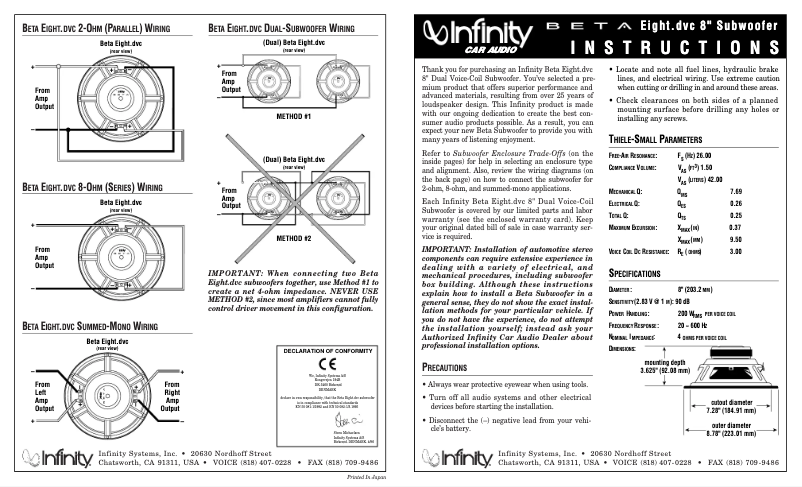 First page image of the manual for Beta 8DVC