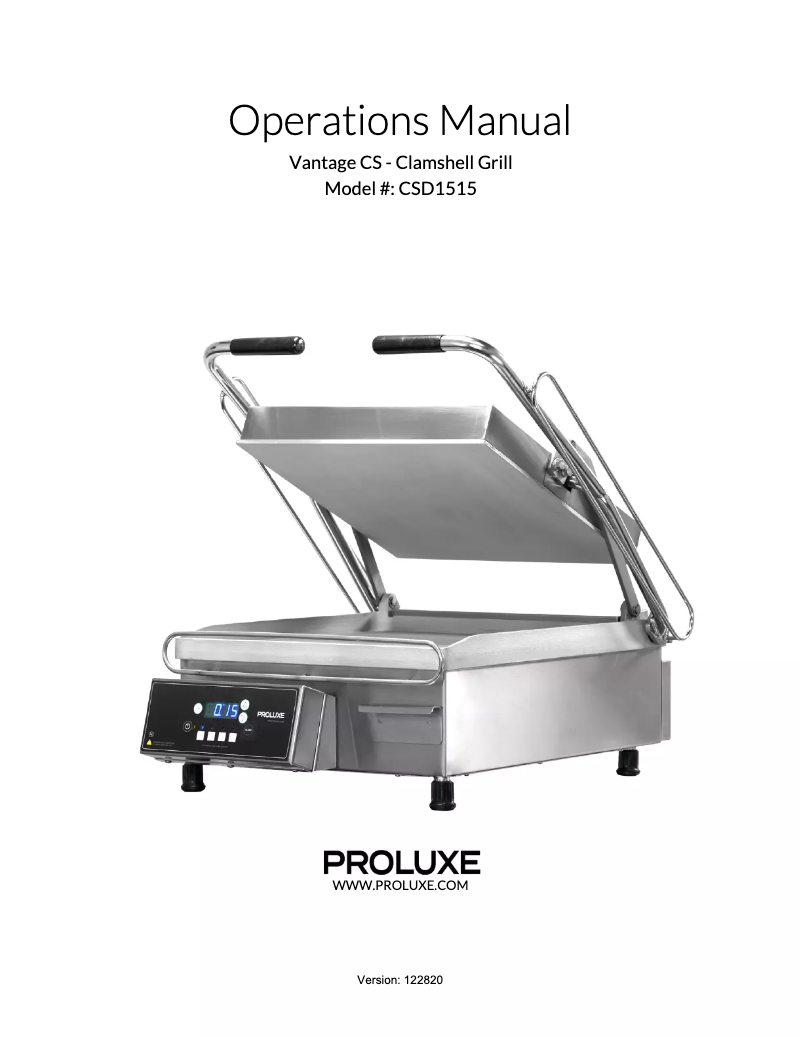 Page 1 of the manual User Manual Proluxe CSD1515
