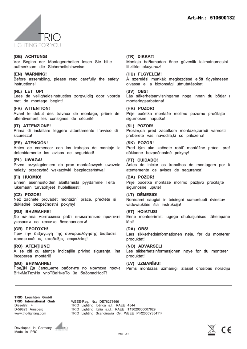 First page image of the manual for Robin 510600132