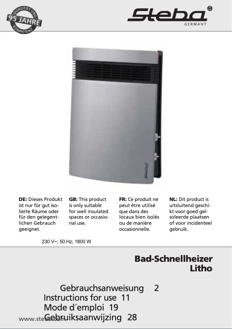 Page 1 of the manual User Manual Steba Litho KS 1