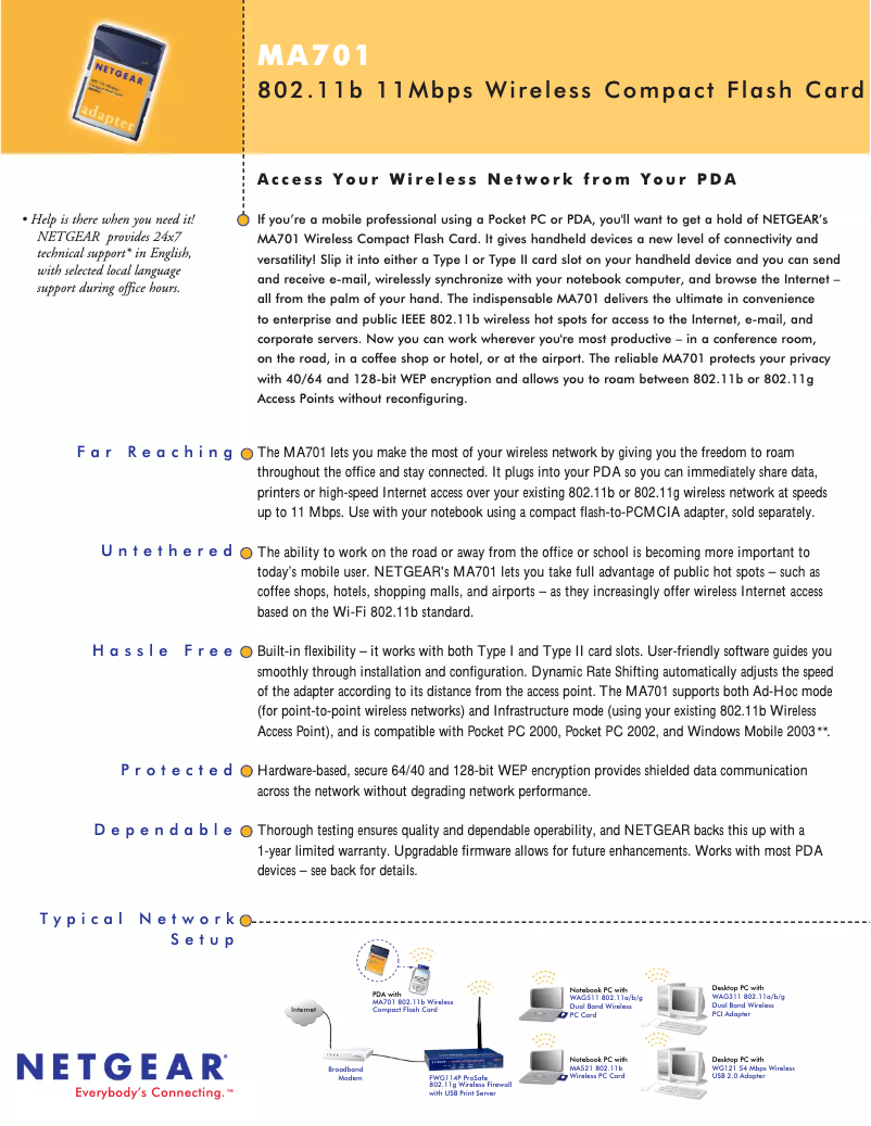 Page 1 de la notice Fiche technique Netgear MA701