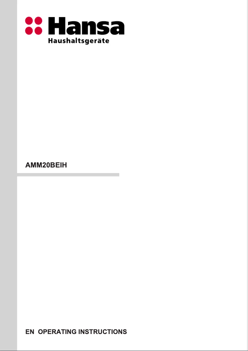 First page image of the manual for AMM20BEIH