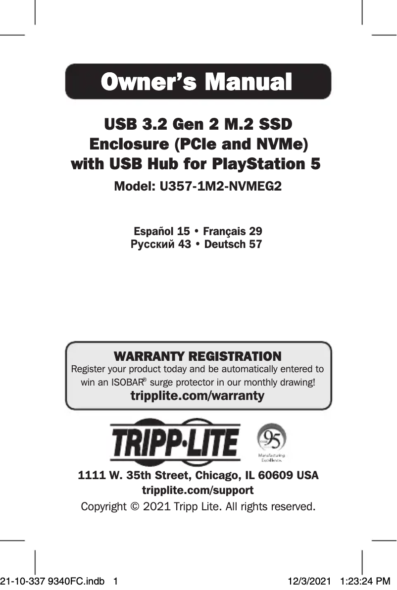 Page 1 of the manual User Manual Tripp Lite U357-1M2-NVMEG2