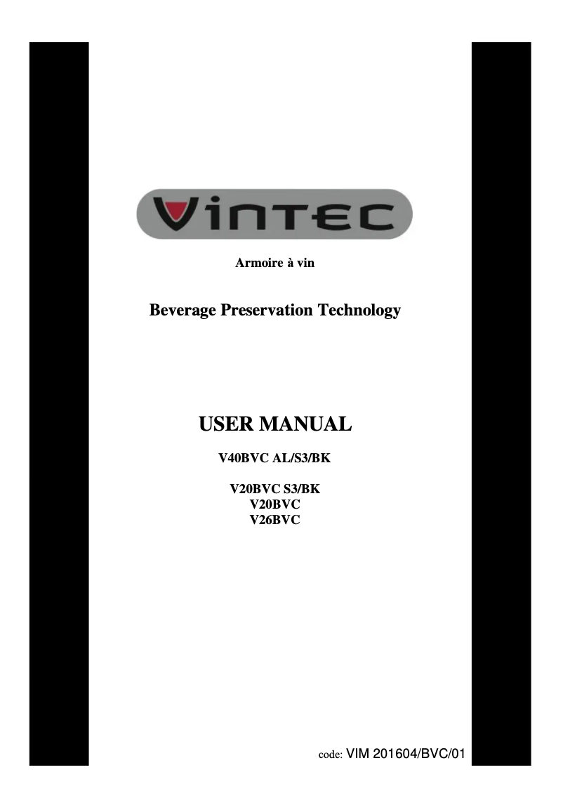 First page image of the manual for V20BVCBK