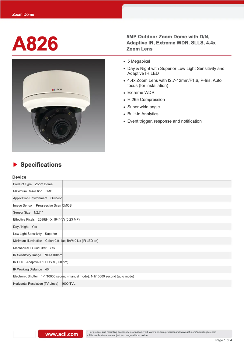 First page image of the manual for A826