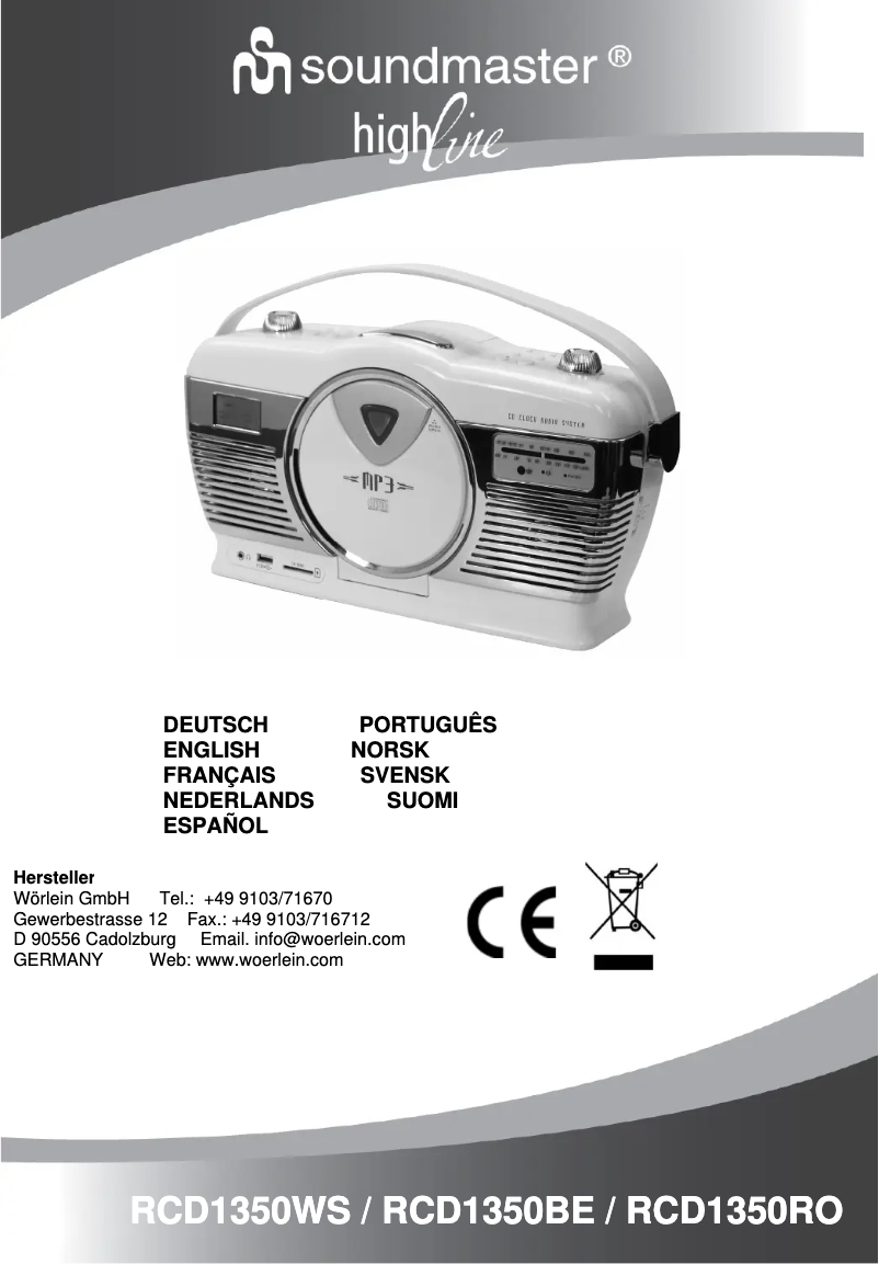 First page image of the manual for RCD1350