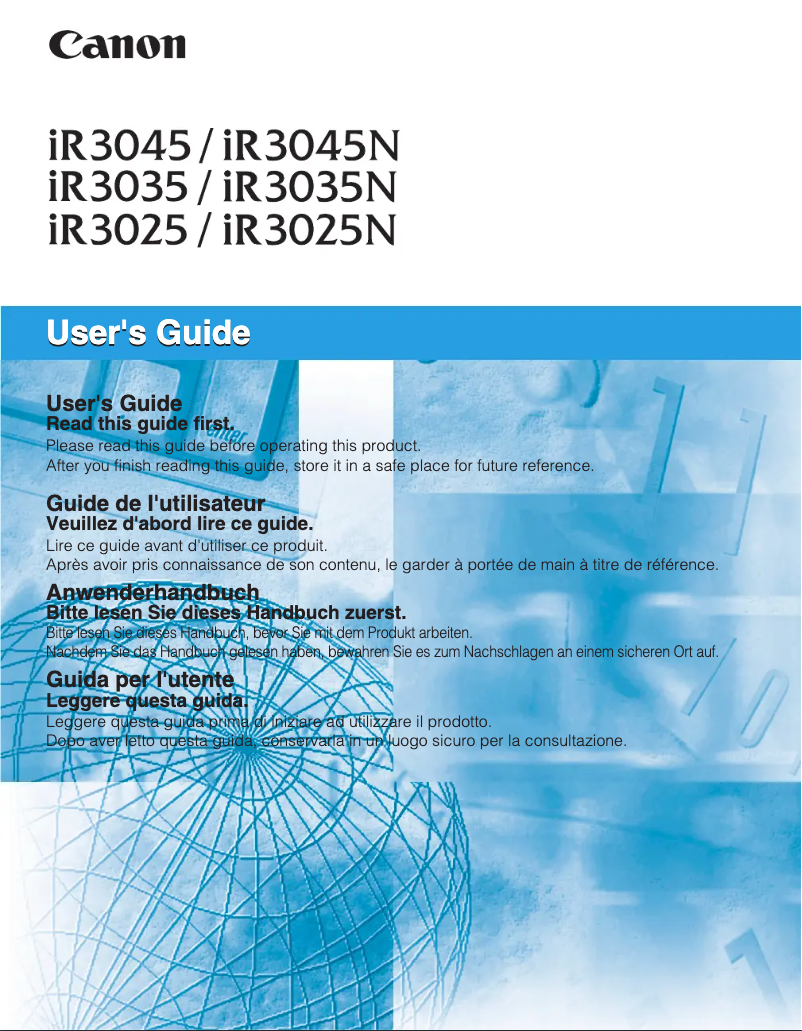 First page image of the manual for imageRUNNER 3025Ne