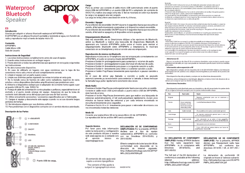 Page 1 of the manual User Manual Approx APPSPWPBR