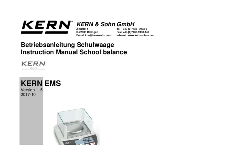 Page 1 of the manual User Manual Kern EMS 6K0.1