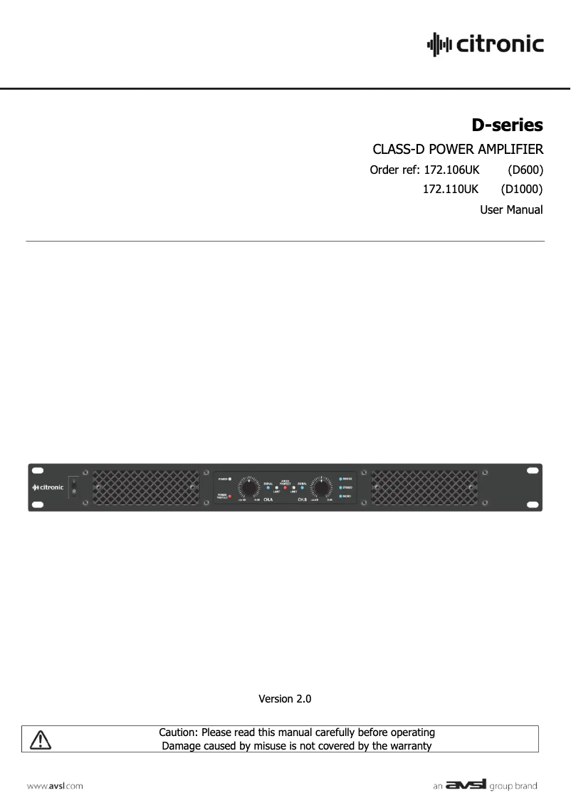 First page image of the manual for D600