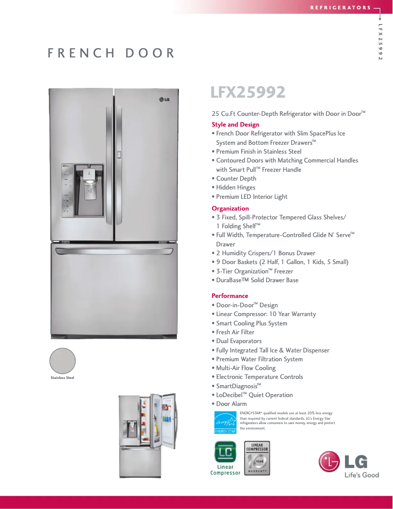 Page 1 of the manual Technical Sheet LG LFX25992ST