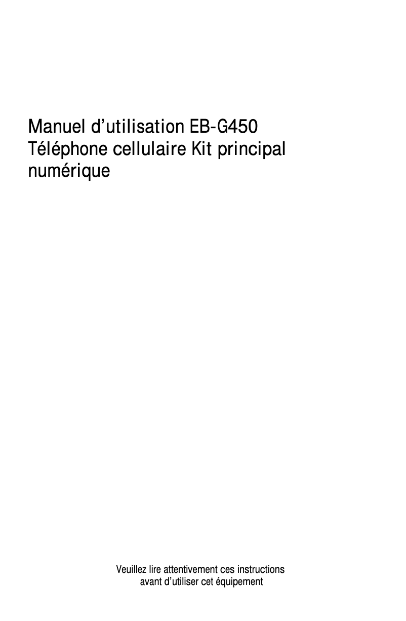 First page image of the manual for EB-G450