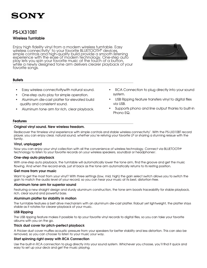 First page image of the manual for PS-LX310BT