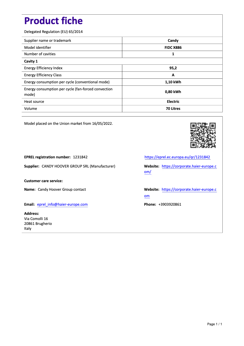 First page image of the manual for FIDC X886