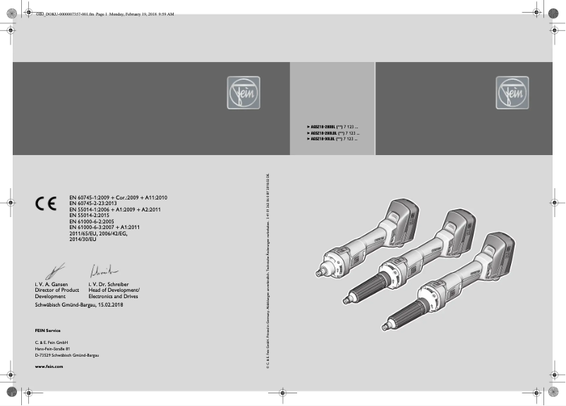 First page image of the manual for AGSZ 18-90 LBL Select