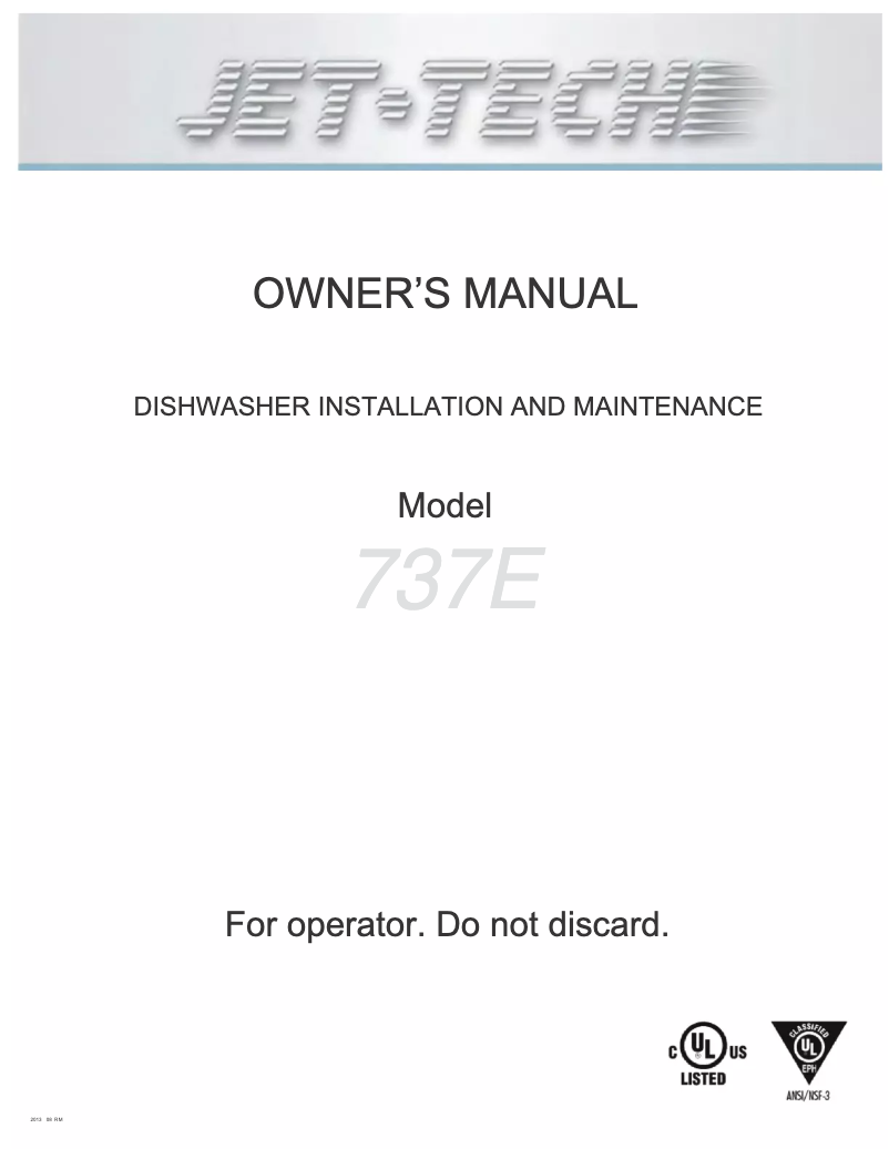 Page 1 of the manual User Manual Jet-Tech 737-E