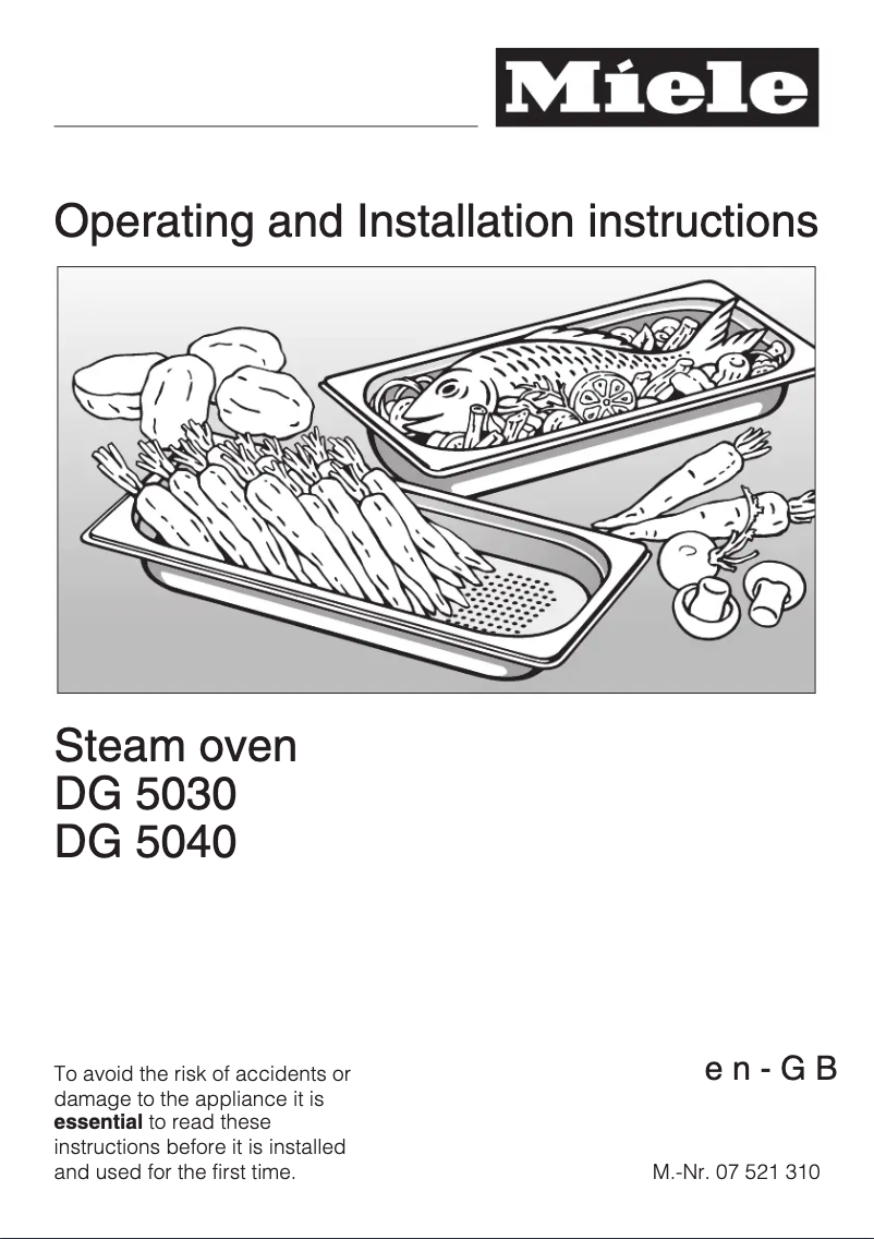 Page 1 of the manual User Manual Miele DG 5030
