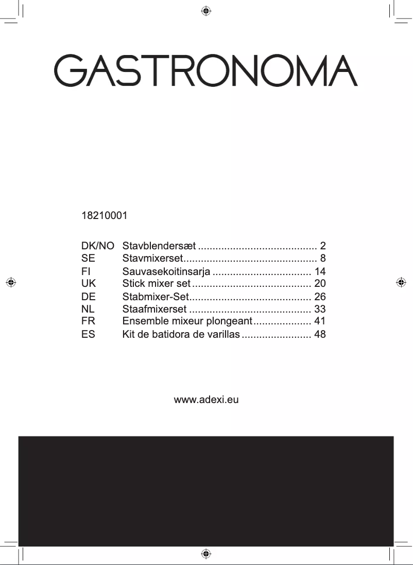 Page 1 of the manual User Manual Gastronoma 18210001