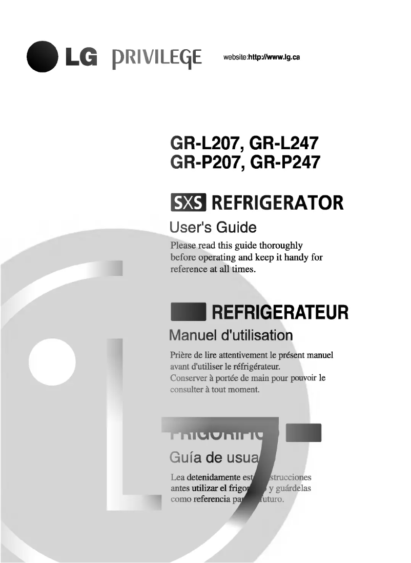 First page image of the manual for GR-L207NGUA
