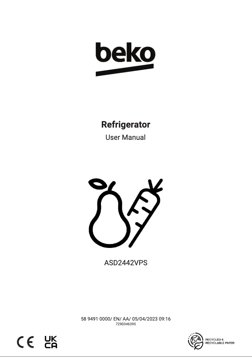 Page 1 of the manual User Manual Beko ASD2442VPS