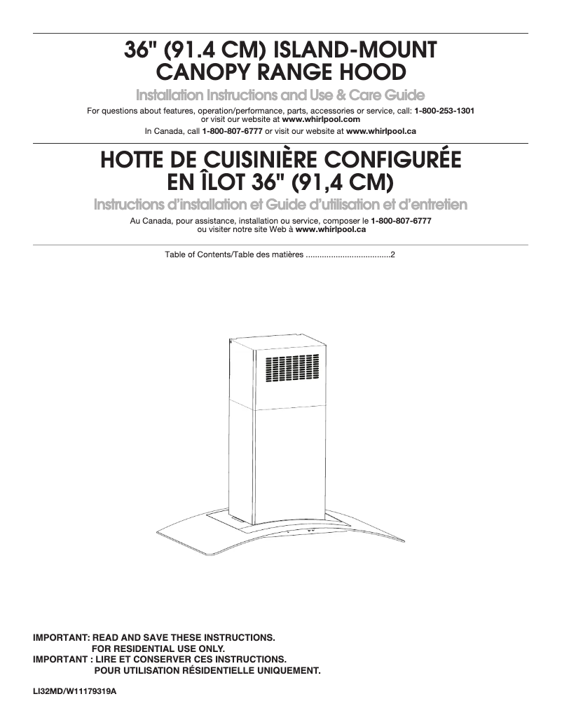 First page image of the manual for WVI75UC6DS