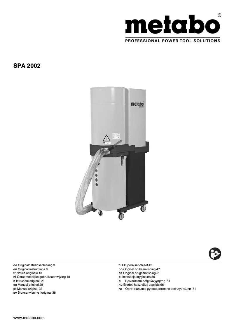 Page 1 of the manual User Manual Metabo SPA 2002 D