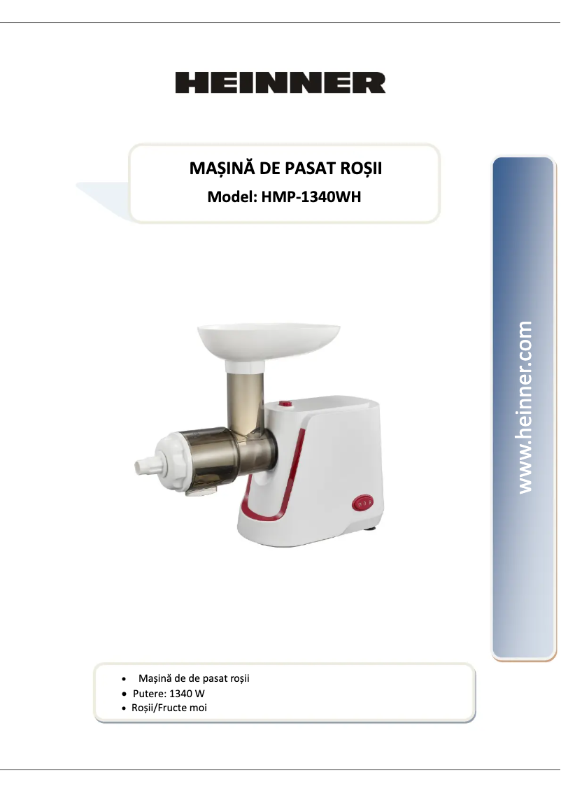 Page 1 of the manual User Manual Heinner HMP-1340WH