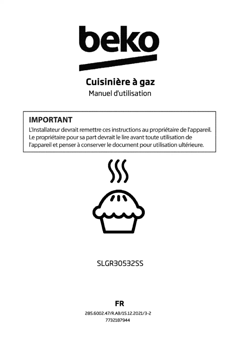Page 1 of the manual User Manual Beko SLGR30532SS