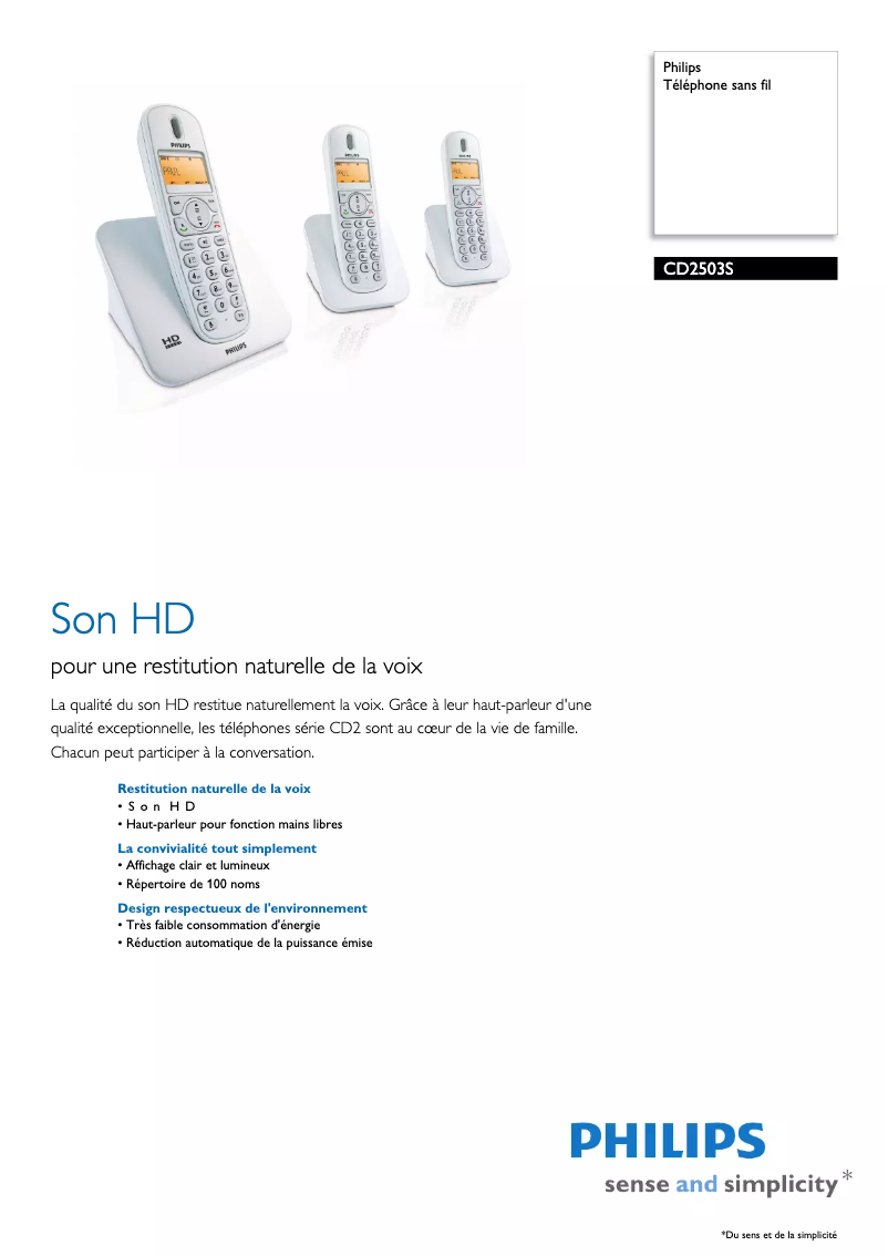 First page image of the manual for CD2503S