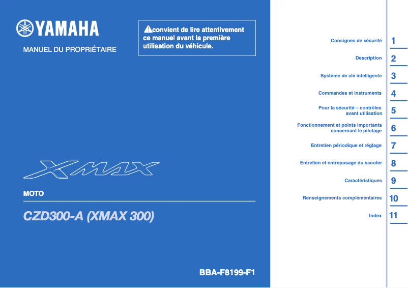 Page 1 of the manual User Manual Yamaha XMAX 300 (2022)