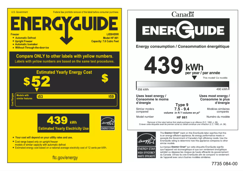 Page 1 of the manual Energy Label Liebherr HF861