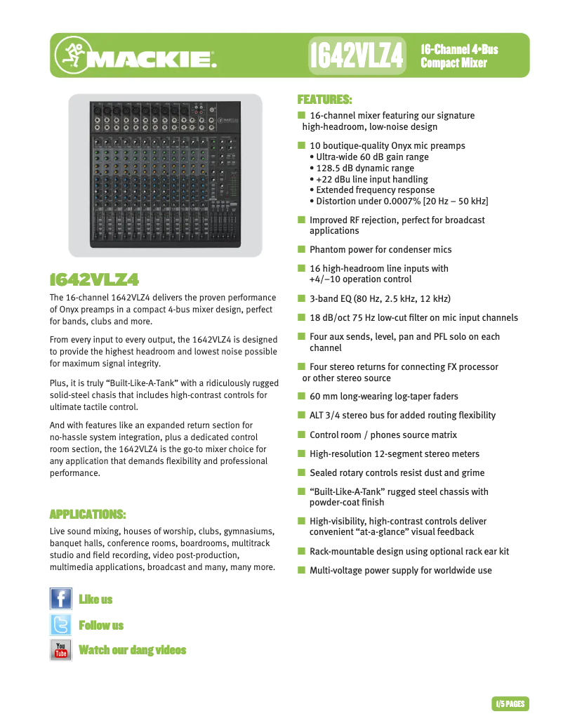 First page image of the manual for 1642VLZ4