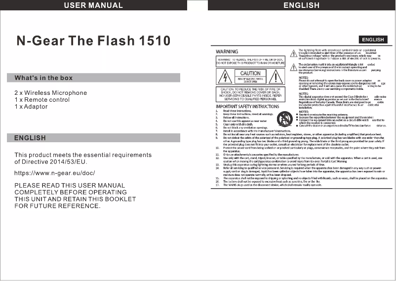 First page image of the manual for The Flash 1510