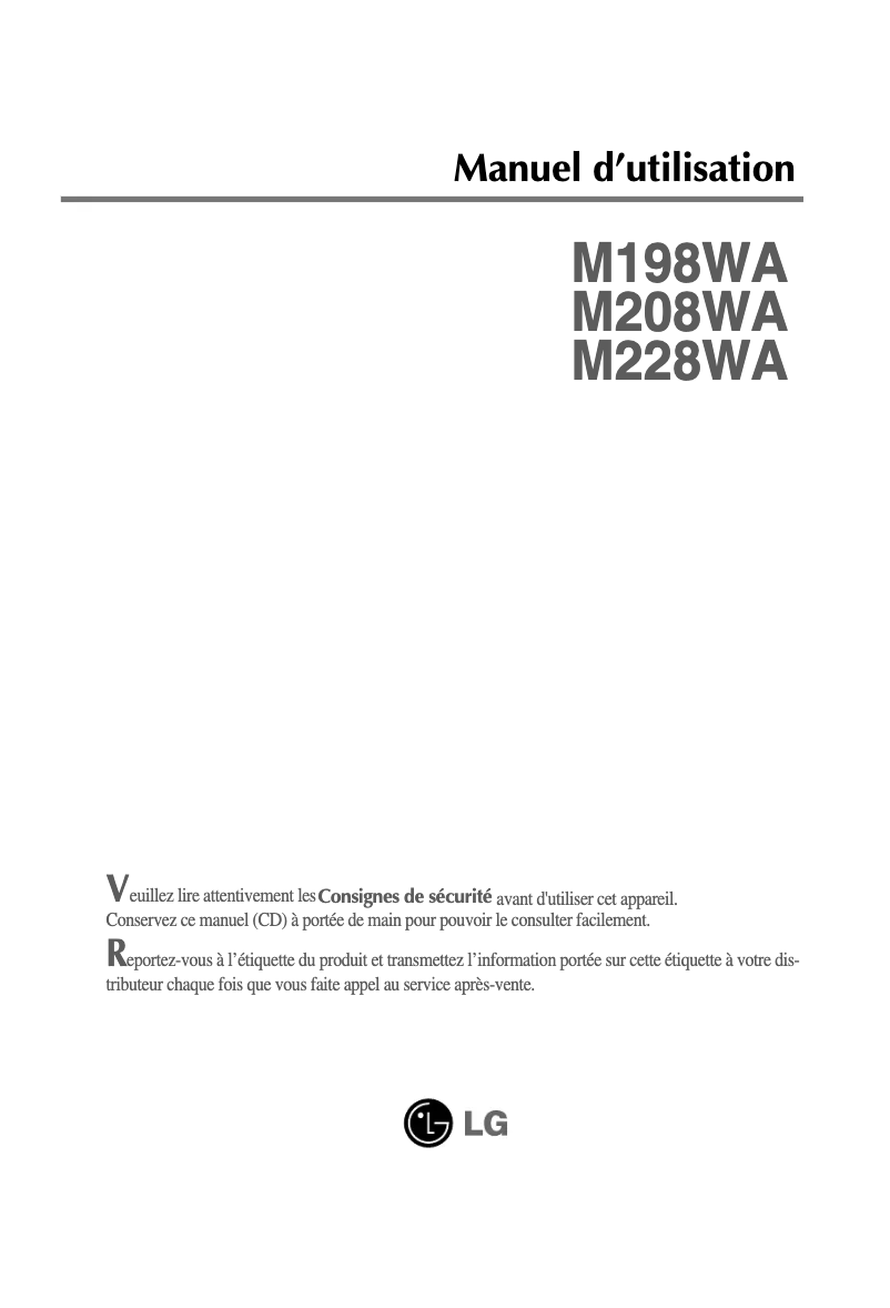Page 1 of the manual User Manual LG M228WA