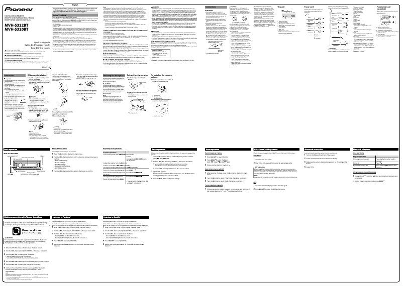 First page image of the manual for MVH-S320BT
