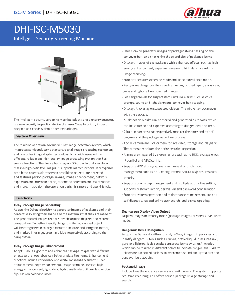 Page 1 of the manual Technical Sheet Dahua Technology ISC-M5030
