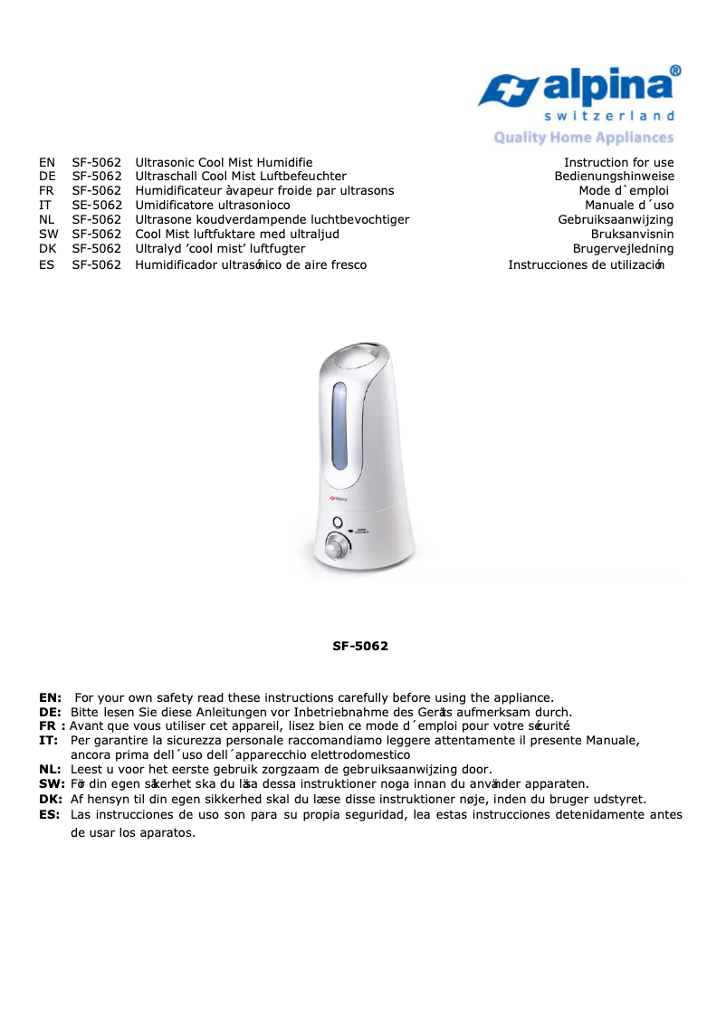 Page 1 of the manual User Manual Alpina SF-5062