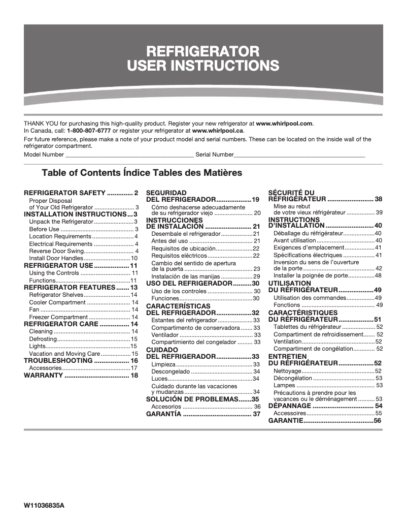 First page image of the manual for URB551WNGZ
