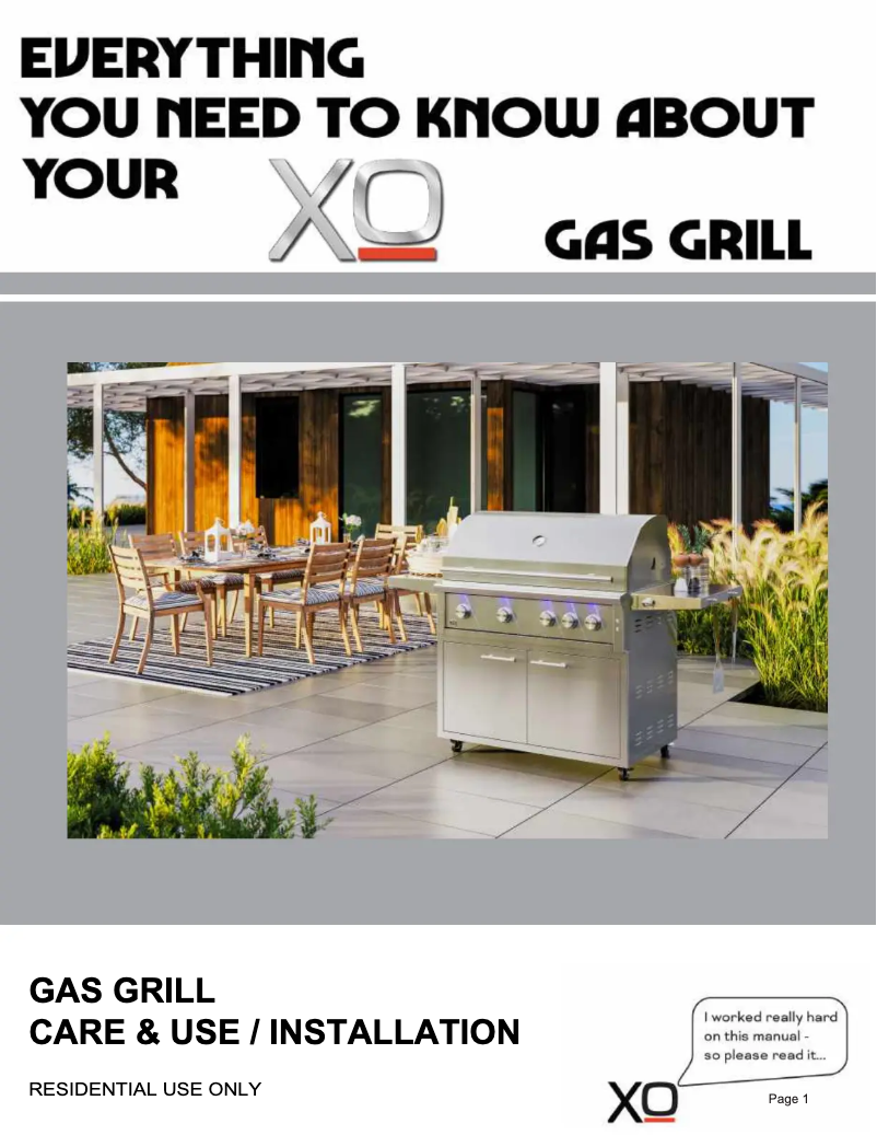 Page 1 of the manual User Manual XO XOGRILL36N