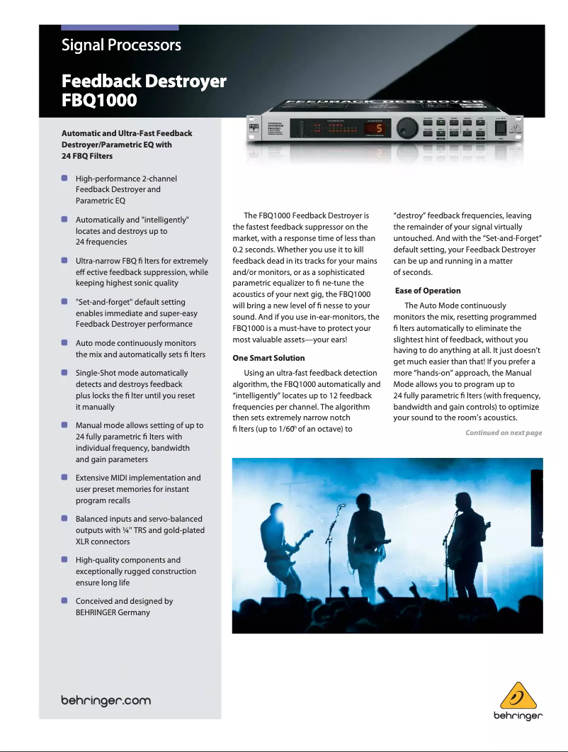 First page image of the manual for FBQ1000