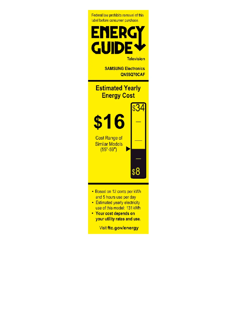 Page 1 of the manual Energy Label Samsung QN65Q70CAF