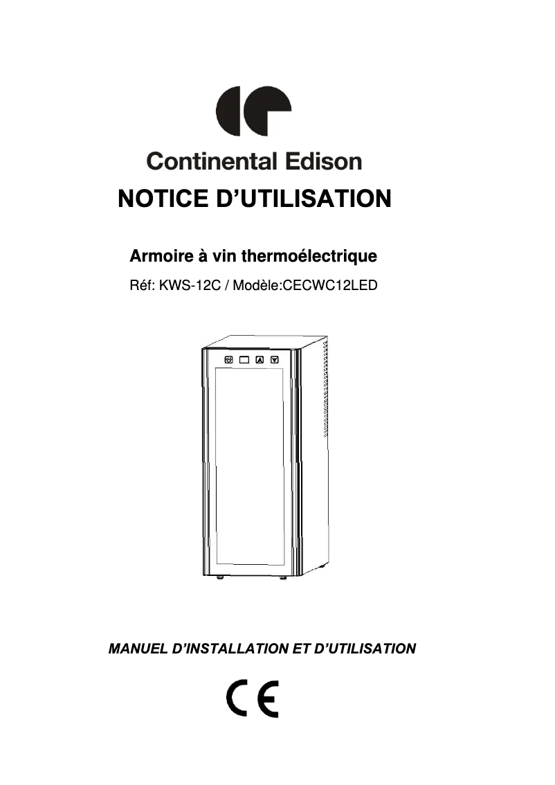 Page 1 of the manual User Manual Continental Edison CECWC12LED