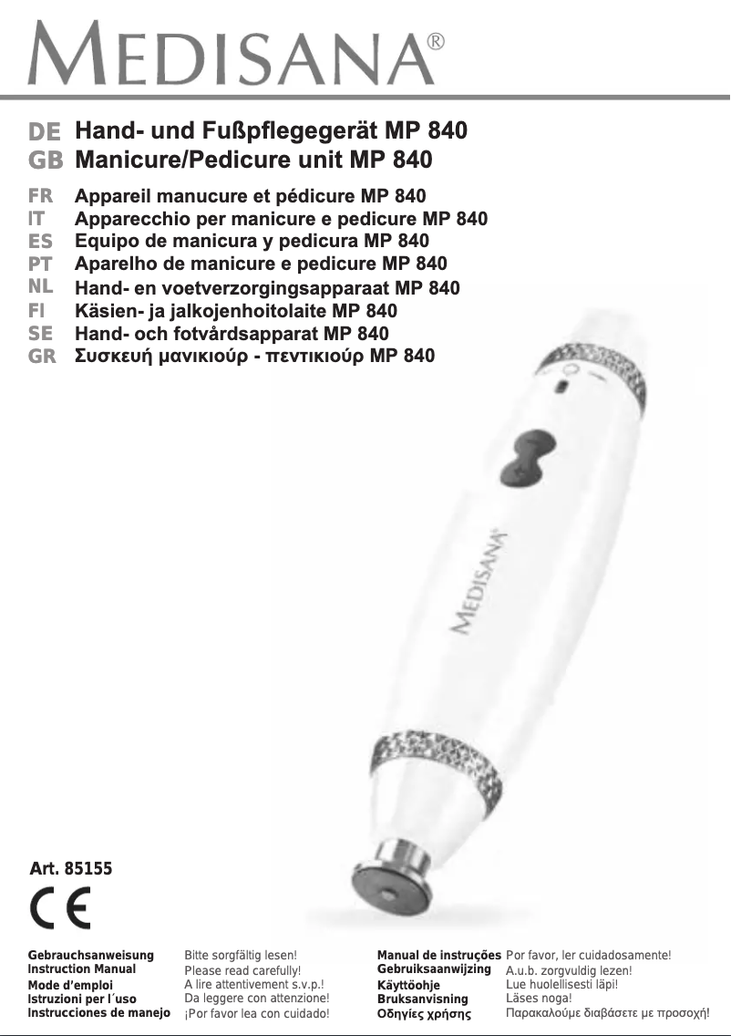Page 1 of the manual User Manual Medisana MP 840