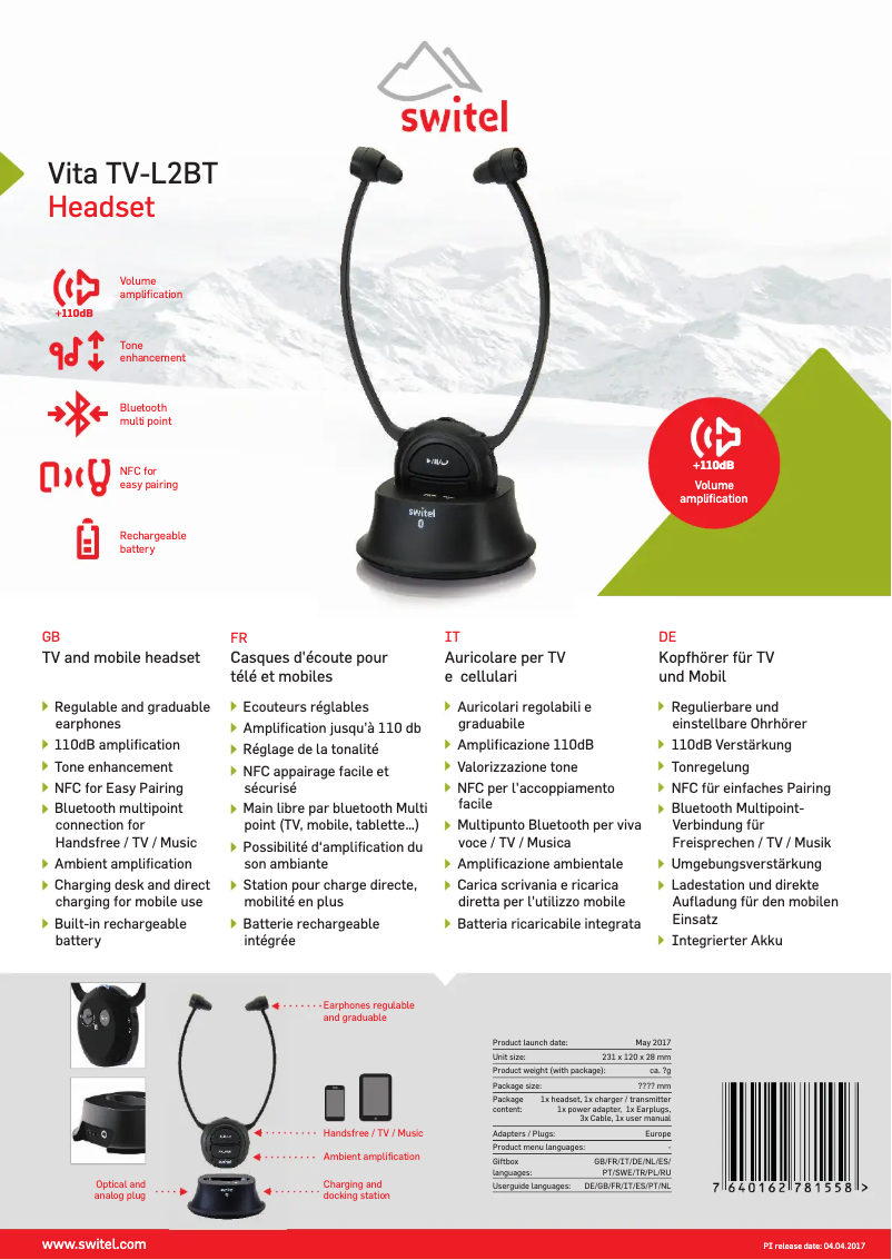 First page image of the manual for Vita TV-L2BT