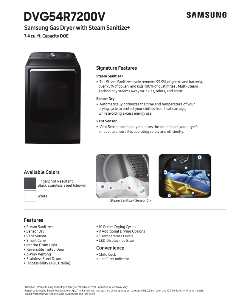 First page image of the manual for DVG54R7200V