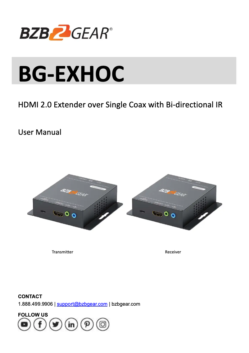 Page 1 de la notice Manuel utilisateur BZBGear EXHOC