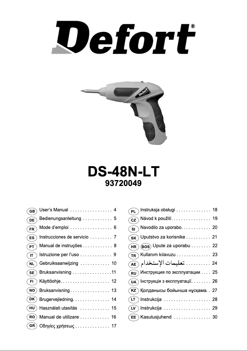 Page 1 of the manual User Manual Defort DS-48N-LT